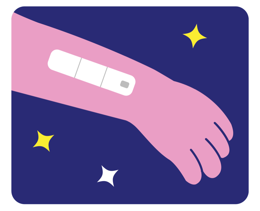 Illustration: a bandage applied to a child's forearm against a navy background.